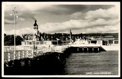 ALTE POSTKARTE SOPOT MOLO SPACEROWE 1959 Polska Polen Poland Pologne Zoppot Mole Kai Hafen cpa postcard AK Ansichtskarte