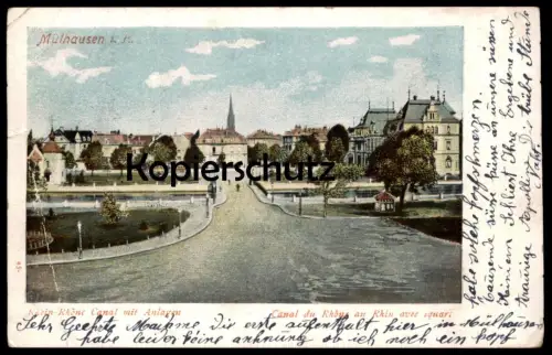 ALTE POSTKARTE MÜLHAUSEN RHEIN-RHONE-CANAL DU RHONE AU RHIN MULHOUSE KANAL ALSACE ELSASS cpa Ansichtskarte AK