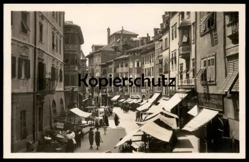 ALTE POSTKARTE BOLZANO PIAZZA DELLE ERBE Augenoptik & Photographie Hans Reich Bozen Alto Adige Val Gardena Dolomiti