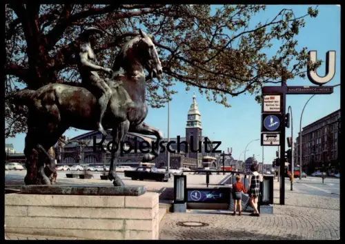 POSTKARTE HAMBURG HAUPTBAHNHOF VON DER KUNSTHALLE AUS Mercedes Taxi Metro Tube U-Bahn underground gare station Bahnhof