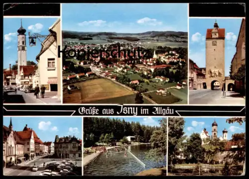 ÄLTERE POSTKARTE GRÜSSE AUS ISNY IM ALLGÄU 1971 Bad bath See Verlag Buchhandlung Kissling cpa postcard AK Ansichtskarte