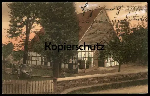 ALTE POSTKARTE WESTFÄLISCHES BAUERNHAUS Stempel Osnabrück 1910 Haus traditional house farm Bauernhof Ansichtskarte cpa