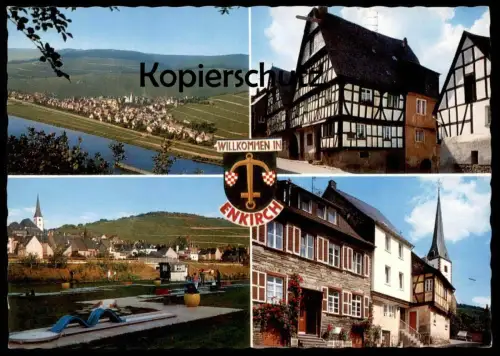 ÄLTERE POSTKARTE WILLKOMMEN IN ENKIRCH MOSEL Traben-Trarbach Anker Wappen Minigolf crazy miniature mini-golf postcard