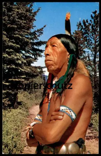 POSTKARTE /HOW/ INDIAN Native American Indianer Indians Indien Kopfschmuck feather headdress postcard montage photo