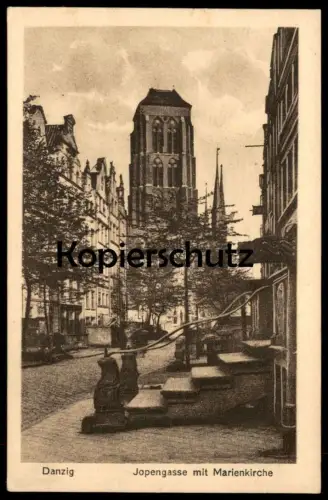 ALTE POSTKARTE DANZIG JOPENGASSE MIT MARIENKIRCHE Gdansk Polska Poland Kirche church église postcard Ansichtskarte cpa