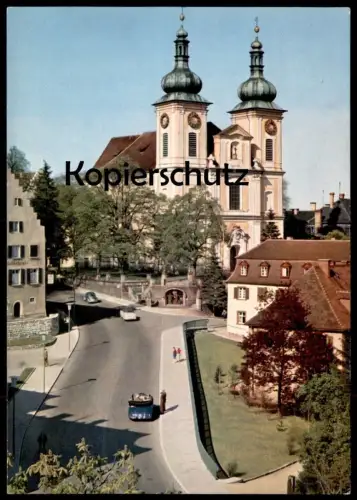 ÄLTERE POSTKARTE DONAUESCHINGEN BEI DER STADTKIRCHE VOLKSWAGEN VW KÄFER CABRIO Auto Autos car cars cpa AK