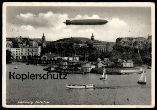 ALTE POSTKARTE HAMBURG ALSTERLUST IDUNA VERSICHERUNG ZEPPELIN LUFTSCHIFF Airship dirigeable aéronef aérostat postcard AK
