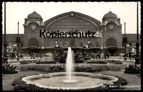 ALTE POSTKARTE BASEL BAHNHOF FELDPOST 1939 STRASSENBAHN Tram Tramway Bundesbahnhof station gare postcard Ansichtskarte