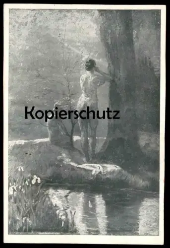 ALTE POSTKARTE STUTTGART STÄDT. GEMÄLDESAMMLUNG VILLA BERG HERMANN PLEUER MONDNACHT moonlight postcard AK Ansichtskarte