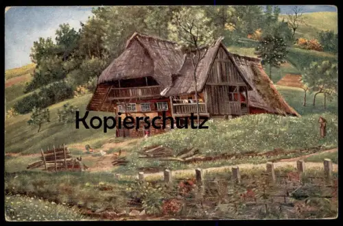 ALTE POSTKARTE AN DER LANDSTRASSE SCHWARZWALDHAUS BAUERNHAUS IM SCHWARZWALD BLACK FOREST Foret-noire postcard