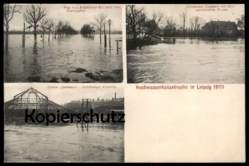 ALTE POSTKARTE ZIRKUS SARRASANI ABBAU BEI HOCHWASSER LEIPZIG Cirkus Circus cirque flood Flut cpa postcard Ansichtskarte
