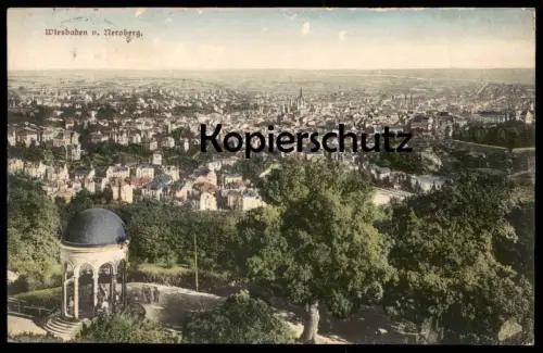 ALTE POSTKARTE WIESBADEN 1906 TOTALANSICHT VOM NEROBERG PANORAMA Ansichtskarte AK cpa postcard