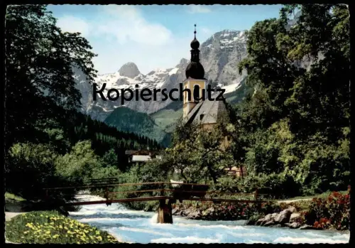 ÄLTERE POSTKARTE RAMSAU PFARRKIRCHE ST. SEBASTIAN MIT REITERALPE BEI BERCHTESGADEN cpa postcard Ansichtskarte AK church