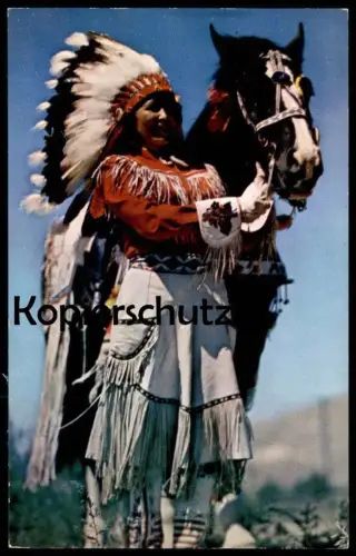 POSTKARTE WESTERN INDIAN MAIDEN Horse Pferd Blesse Indianer Indians Indien Kopfschmuck feather headdress Ansichtskarte