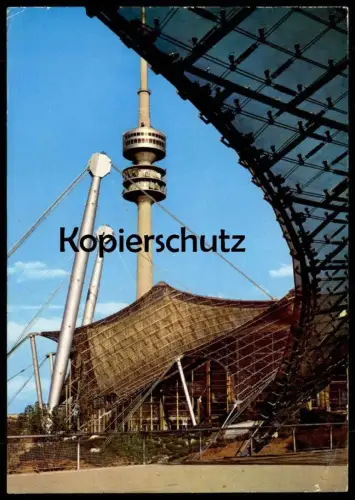 POSTKARTE MÜNCHEN OLYMPIASTADION MIT OLYMPIATURM Olympiapark Olympic Games Olympiades Turm tower tour stade cpa postcard