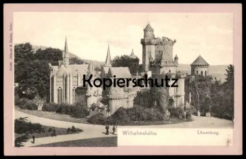 ALTE POSTKARTE WILHELMSHÖHE LÖWENBURG PNKER RAHMEN Cassel Kassel Burg castle chateau cpa postcard AK Ansichtskarte