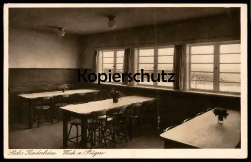 ALTE POSTKARTE INSEL RÜGEN WIEK SÄCHSISCHES KINDERHEIM TAGESRAUM DWB ARCHITEKT WALDO WENZEL children's home cpa postcard