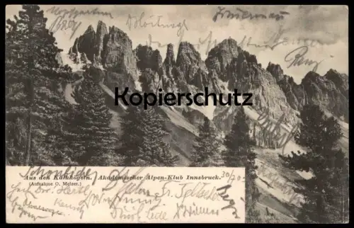 ALTE POSTKARTE AUS DEN KALKKÖGELN AKADEMISCHER ALPEN-KLUB INNSBRUCK Club Kalkkoegel Stubaier Alplen Stubaital postcard