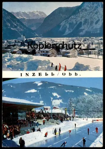 POSTKARTE INZELL BAYERN EISSCHNELLLAUF-STADION speed-skating stadium patinage de vitesse Eislaufen Winter hiver Schnee