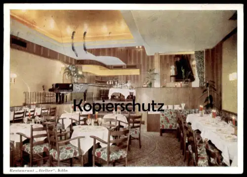 ÄLTERE POSTKARTE KÖLN RESTAURANT ATELIER HILDEBOLDPLATZ RELAIS GASTRONOMIQUE NEBEN CAFE WIEN Cöln Coeln Koeln Cologne AK