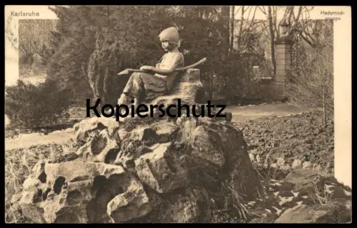 ALTE POSTKARTE KARLSRUHE HADUMOD-GRUPPE Hirte Hirtenmädchen girl enfant Denkmal Hadumodgruppe postcard AK Ansichtskarte