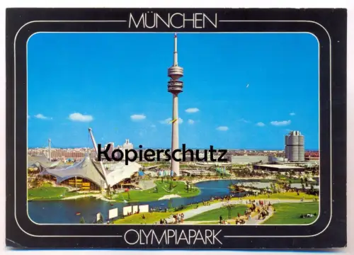 POSTKARTE MÜNCHEN OLYMPIAPARK OLYMPIAGELÄNDE Olympia 1972 Olympic Games Olympiades Turm BMW Hochhaus cpa postcard AK