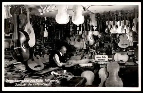 ALTE POSTKARTE MITTENWALD GEIGENBAUMEISTER REITER Geige violin violon Cello violoncelle cpa postcard AK Ansichtskarte