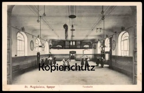 ALTE POSTKARTE ST. MAGDALENA SPEYER AM RHEIN TURNHALLE halle de gymnastique gym cpa postcard AK Ansichtskarte