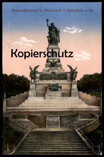 ALTE POSTKARTE NATIONALDENKMAL AM NIEDERWALD BEI RÜDESHEIM AM RHEIN 1916 Niederwalddenkmal monument cpa postcard AK