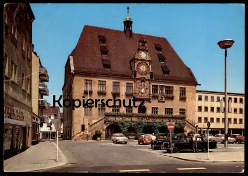 ÄLTERE POSTKARTE HEILBRONN FORD TAUNUS OPEL BMW MERCEDES TAXI CHAUFFEUR Droschken Taxen Station cab postcard cpa