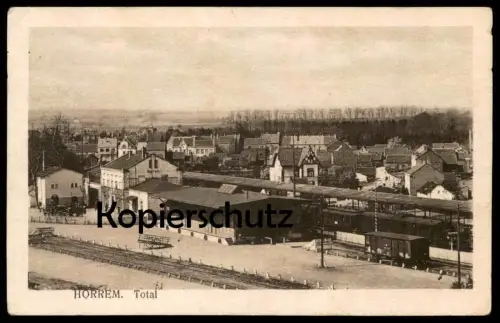 ALTE POSTKARTE KERPEN HORREM TOTAL BAHNHOF WAGGONS Zug Waggon train station gare Ansichtskarte