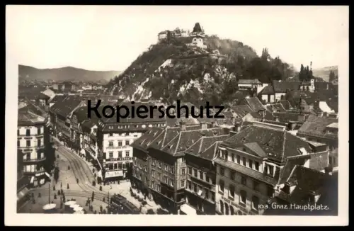 ALTE POSTKARTE GRAZ HAUPTPLATZ CAFÉ NORDSTERN Tram Strassenbahn tramway Wiener Bankverein Steierm. Agrar Bank