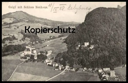 ALTE POSTKARTE GNIGL MIT SCHLOSS NEUHAUS BEI SALZBURG PANORAMA castle chateau Austria Autriche postcard Ansichtskarte