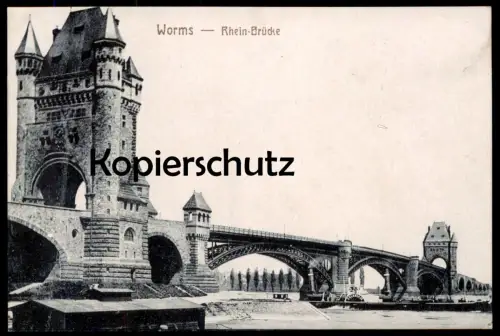 ALTE POSTKARTE WORMS RHEIN-BRÜCKE DAMPFER COLONIA IX (vorm. Rhenus V) Schiff steam ship bateau à vapeur cpa postcard