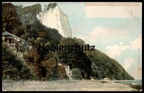 ALTE POSTKARTE INSEL RÜGEN STUBBENKAMMER KÖNIGSSTUHL UND FISCHERHÜTTEN fishing hut Ruegen Ansichtskarte postcard cpa AK