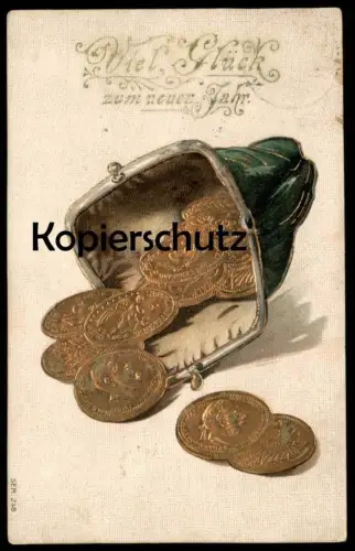 ALTE MÜNZEN POSTKARTE NEUJAHR PREUSSEN ENGLAND ÖSTERREICH FRANKREICH coin Coins Billettes Münze Geld billet money