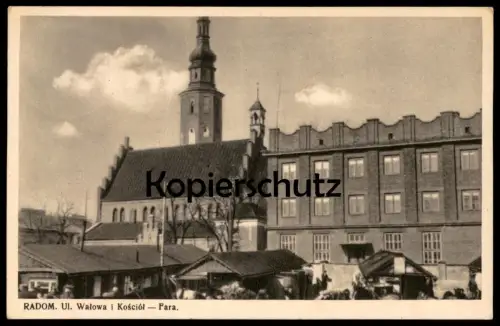 ALTE POSTKARTE RADOM UL. WALOWA I KOSCIOL FARA 1939 województwo mazowieckie Masowien Polska poland Polen postcard cpa AK