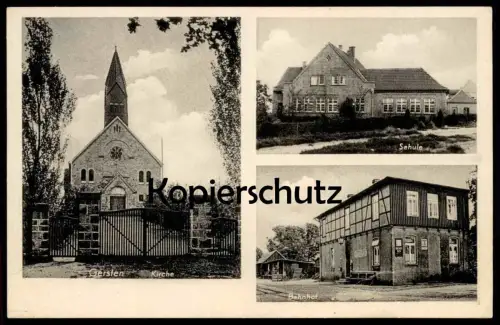 ALTE POSTKARTE GERSTEN BAHNHOF SCHULE KIRCHE ROLINCK BIER station gare bei Lengerich Kreis Lingen Emsland Ansichtskarte