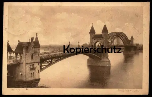 ALTE POSTKARTE BONN AM RHEIN RHEINBRÜCKE 1919, RÜCKSEITIG KÖNIGSHOF bridge pont postcard AK Ansichtskarte