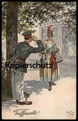 ALTE POSTKARTE ARTHUR THIELE TREFFPUNKT LANDSERS SCHIESSLEHRE Soldat Soldaten Soldiers Soldier military militaire