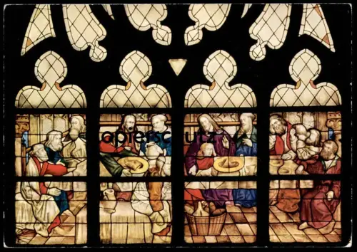 ÄLTERE POSTKARTE SOEST EVANGELISCHE KIRCHE ST. MARIA ABENDMAHL Glasmalerei glass painting peinture sur verre cène supper