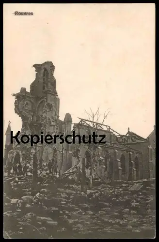 ALTE POSTKARTE ROUVRES EN WOEVRE MEUSE église ruines ruin destroyed church Kirche cpa postcard AK Ansichtskarte Feldpost