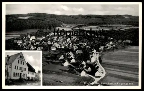 ALTE POSTKARTE RINGINGEN VOM FLUGZEUG GASTHOF ZUM HIRSCH BURLADINGEN HOHENZOLLERN Luftbild Fliegeraufnahme postcard cpa