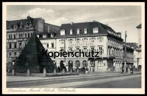ALTE POSTKARTE KARLSRUHE DRESDNER BANK FILIALE AM A.-H.-PLATZ cpa postcard Ansichtskarte AK