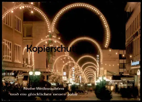 ÄLTERE POSTKARTE KASSEL FUSSGÄNGERZONE IM WEIHNACHTSSCHMUCK FROHE WEIHNACHTEN & EIN GLÜCKLICHES NEUES JAHR christmas cpa