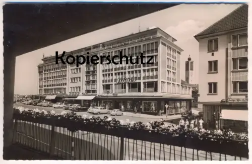 ÄLTERE POSTKARTE SOLINGEN BLICK AUF DAS SALI-HAUS DAK Ohliger Sträter Mercedes Opel car cars Auto Autos voitures cpa