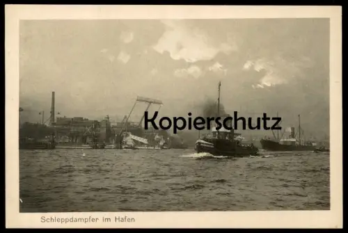ALTE POSTKARTE SCHLEPPDAMPFER BRUNSHAUSEN IM HAFEN HAMBURG SCHLEPPER Harbour Dampfer steam ship bateau à vapeur ship cpa