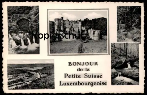 ÄLTERE POSTKARTE BONJOUR DE LA PETITE SUISSE LUXEMBOURGEOISE bei Echternach Berdorf Grundhof Luxemburg Luxembourg cpa