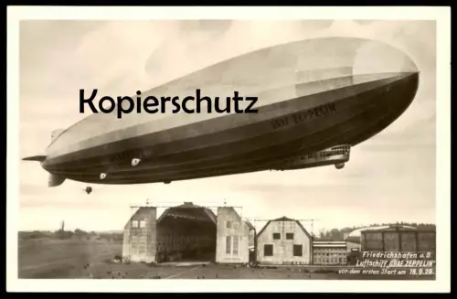 ALTE POSTKARTE FRIEDRICHSHAFEN AM BODENSEE LUFTSCHIFF GRAF ZEPPELIN AM VOR DEM ERSTEN START 18.09.1928 airship aérostat