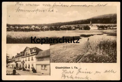 ALTE POSTKARTE GLASHÜTTEN IM TAUNUS GASTHAUS ZUR KRONE mit Motorrad motorbike moto bei Königstein Kronberg AK postcard